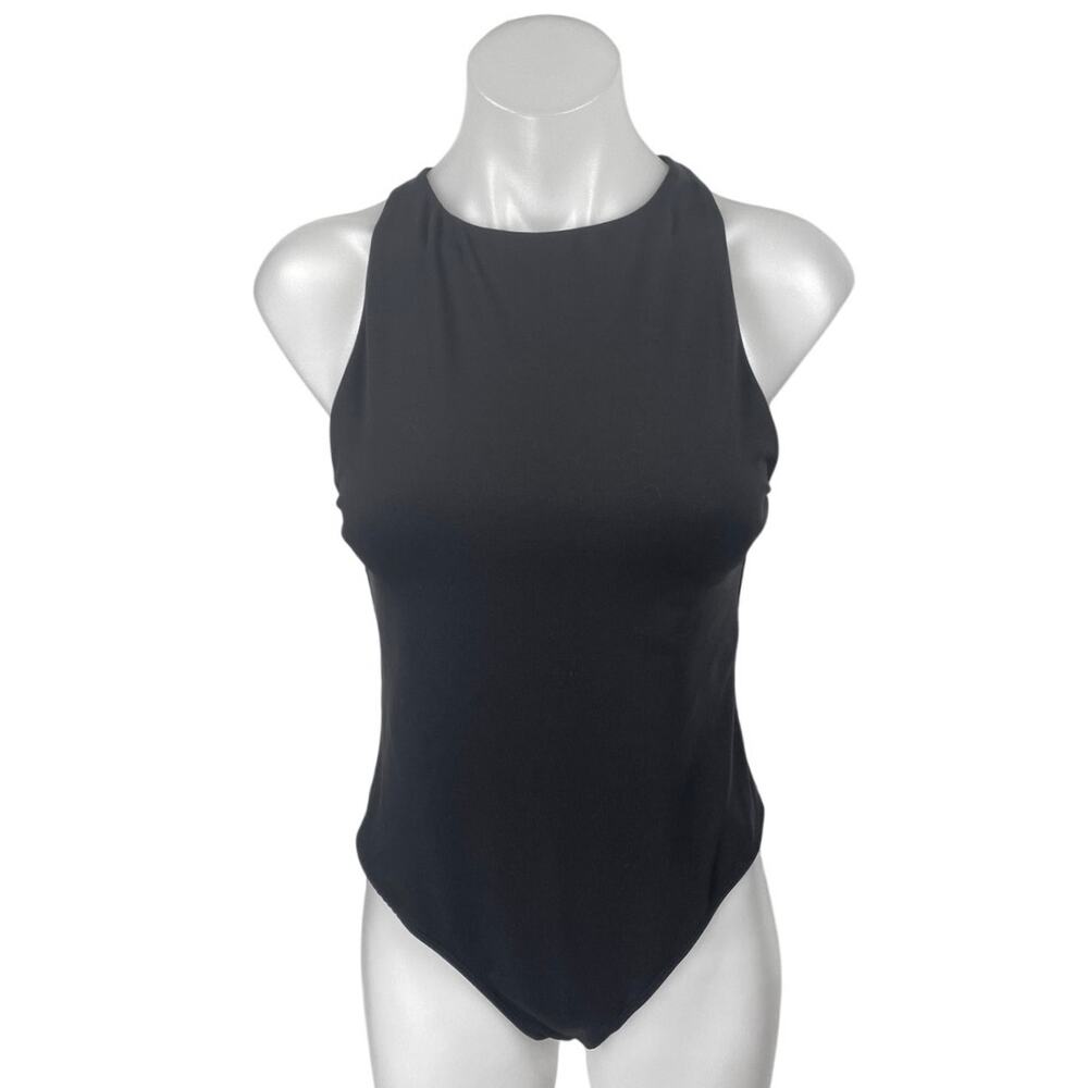 Aritzia Babaton Black Sleeveless High Neck Cami Camisole Tank Bodysuit Top Sz L